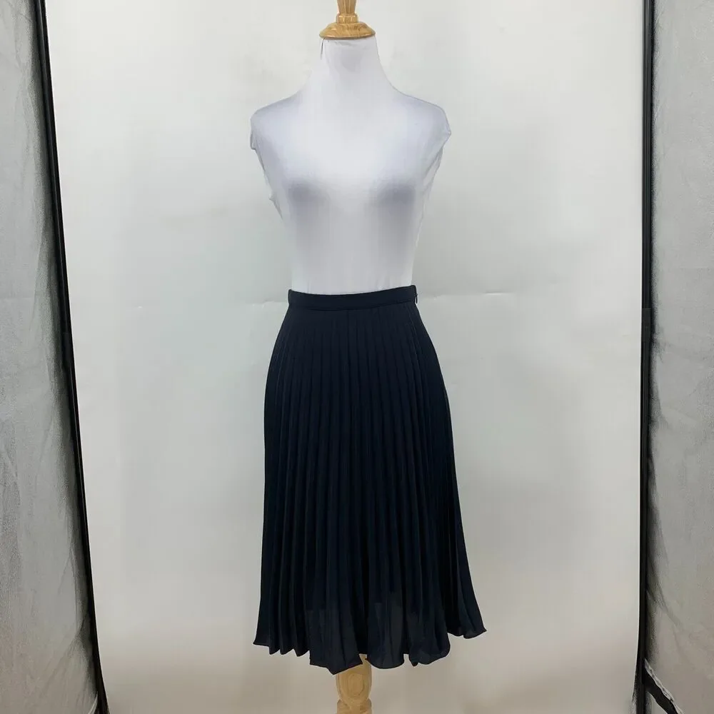 Michael Kors Accordion Skirt Womens 0 Semi Sheer Knee Length Pleated Unlined
